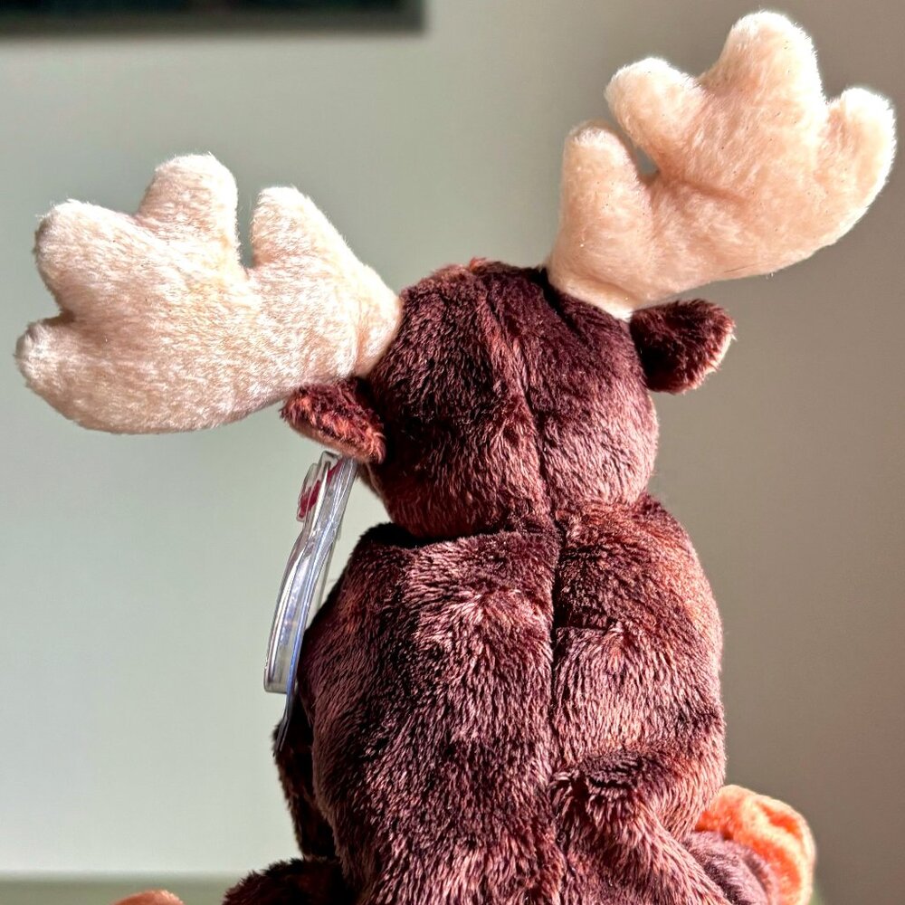 4589 2002 Zeus Orange Brown Moose Big Antlers Ty Beanie Baby Plush Stuffed MWMT - Picture 4 of 9